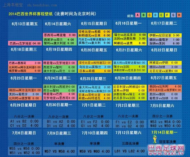 巴西世界杯全赛程壁纸